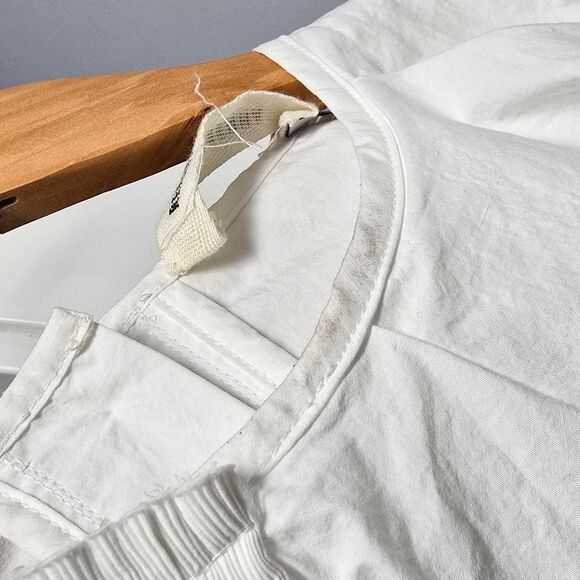 Renata Brenha Asymmetrical Gathered Pleated Collar Elegant Ruffled Blouse White - Picture 6 of 13